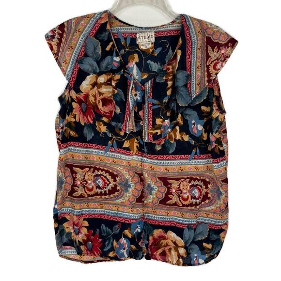 Vtg Atlast Studio Boho Floral Button Up Top Flare Skirt Set Women Medium - Picture 3 of 14